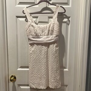 White Cotton Eyelet mini Dress - sleeveless sundress size